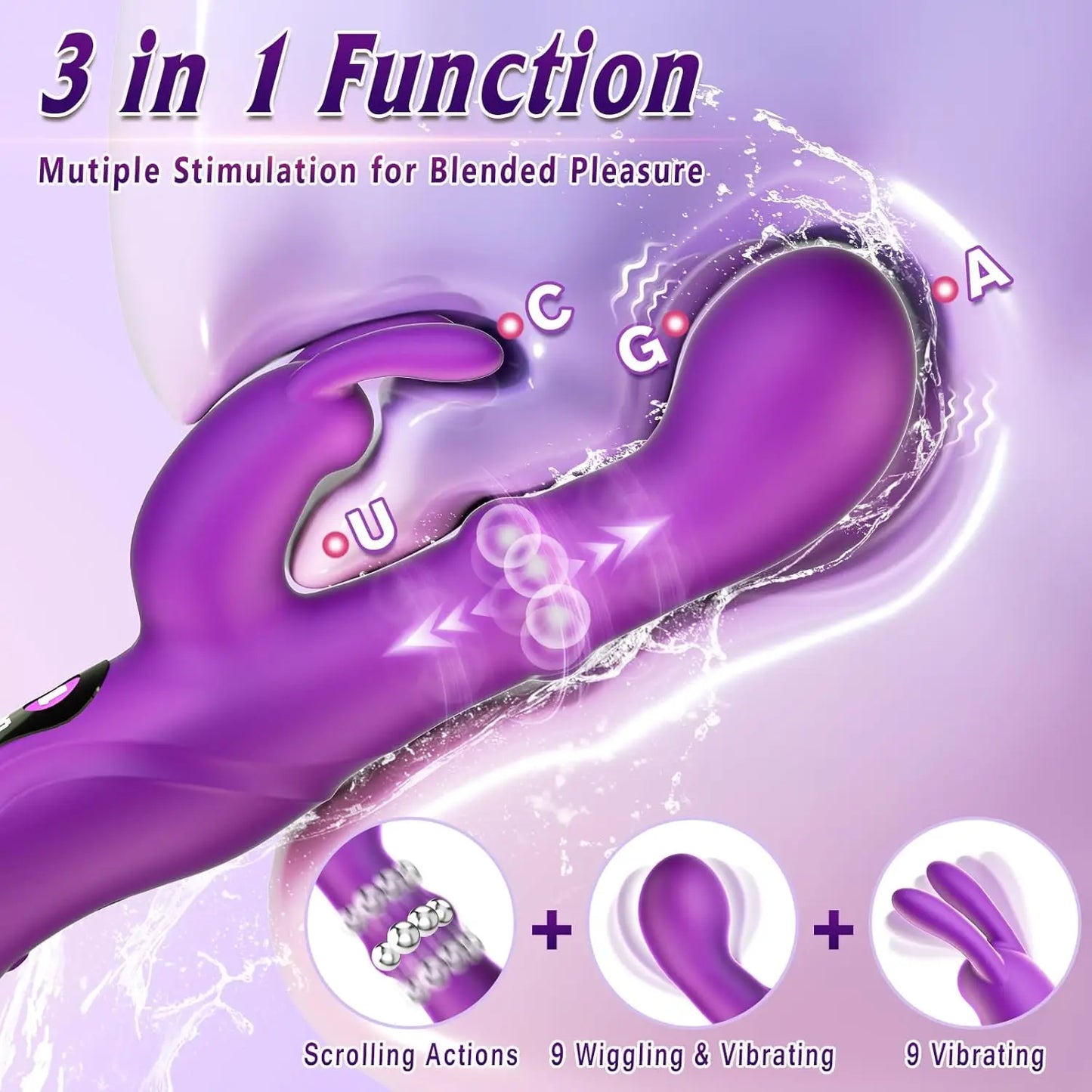Vibrador Doble "Fantasy Rabbit" – 9 Modos de Placer  4IN1 G