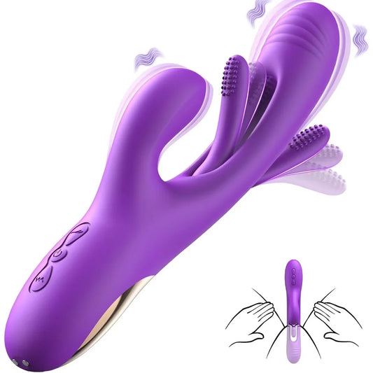 3-IN-1 Rabbit Vibrator Estimulador Succionador de Clítoris Éxtasis Púrpura