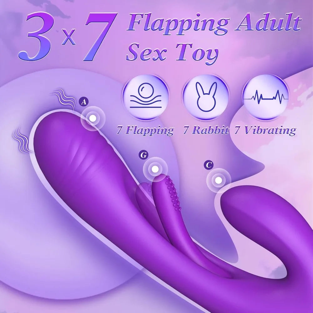 3-IN-1 Rabbit Vibrator Estimulador Succionador de Clítoris Éxtasis Púrpura