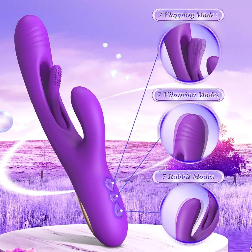 3-IN-1 Rabbit Vibrator Estimulador Succionador de Clítoris Éxtasis Púrpura